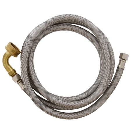 Jones Stephens 3/8in Compression x 3/8in MIP x 72in Braided SS Dishwasher Connector with 90Deg. Garden Hose Elbow S04278
